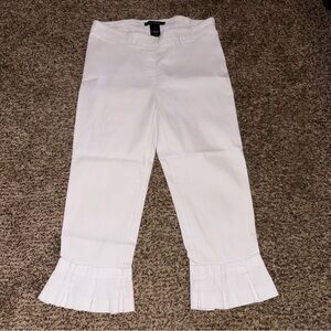 Zac and Rachel Womens White stretch Ruffled Pants Size 8